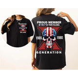 Custom Est.Year 1968 Flag Skull GenerationX 2 Side Skull Shirt, GenX T-shirt, Skull Proud Member Generation X Shirt, Skull Shirt V2 Style001