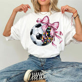 Disco Soccer Coquette Bow Shirt, Soft Girl Era Tee, Soccer Coquette Tee, Soccer Mom Top, Full Sizes, Full Colors, Cotton Round Neck Tee Women, Lady To