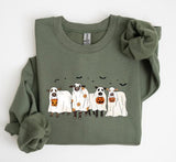 Cows Halloween Sweatshirt, Halloween Ghost Cows Sweatshirt, Spooky Cows Halloween Gifts, Cow Lovers Halloween Gift Classic Fabric popular sweatshirt