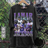 A unisex vintage-style Lamar Jackson football shirt with a 90s graphic design, perfect as a gift