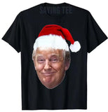 Donald Trump Christmas Funny Santa Hat Gift T-Shirt Mens Fashion Daddy Husband Xmas Costume Short Sleeve Saying Teek Top T-Shirt for Men and Women - B