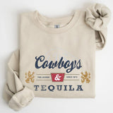 Cowboys and Tequila, Retro, Beer, Vintage, Cowboy Sweatshirt, Women's Crew Neck, Crewneck Casual Comfort Womenswear ComfortableÂ Graphic