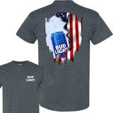 Bud Light Ripped American Flag T-Shirt, Unisex T-Shirt, Full Color, For Men, For Women Style001