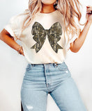 Camo Bow Shirt, Camo Coquete Bow Shirt, Old School Camo Shirt football bow Casual Collar Comfort Cotton Comfort Cotton