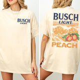 Busch Light Peach Scenic 2 Sides Graphic Shirt, Vintage Beer Drinking Shirt For Women, Cotton Printed Top, Casual Drink Tee, Comfort Fabric Womenswear
