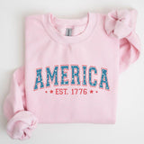 America, 1776, Patriotic, 4th of July Sweatshirt, Women's Crew Neck, Crewneck Casual Comfort Womenswear ComfortableÂ Graphic