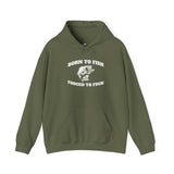 Born to Fish Hoodie - Laugh Factory Tees - Casual Fishing Hoodie with Humor, Cotton/Polyester Blend, Everyday Wear - Menswear Pullover Sweatshirts