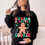 Cozy Holiday Maternity Wear - Baking a Little Cookie Pregnancy Announcement Sweatshirt for Women - Fabric, Cotton