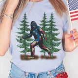 Bigfoot Tees USA Bigfoot Tshirt Sasquatch Patriotic Top Flamingo Bigfoot T-shirt Retro Bigfoot Tshirt Fun Flamingo Tee Bigfoot Fun T-shirt