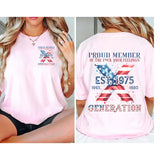 Custom Year Gen X 2 Side T-shirt, 1965-1980 Gen X 2 Side Proud Member Flag Shirt V0