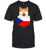 Czech Republic Flag Shiba Inu Dog In Pocket shirt_1