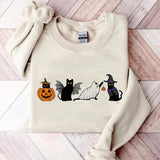 Cat halloween sweatshirt, ghost cat shirt, Halloween Sweater, Halloween Cat Shirt, Cat Lover Shirt, Black Cat Shirt, Spooky Season