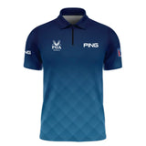 2024 PGA Championship Valhalla Ping Blue Gradient Abstract Stripes Zipper Polo Shirt Style Classic Z