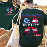 Custom Year Est.1977 Proud Member Generation Flag Gen X 2 Side T-shirt, Gen X Shirt, Generation 1965-1980 Shirt