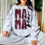 Checkered Mama Bear Sweatshirt - Ash Grey - Sublimation - ValentineÃ¢â‚¬â„¢s Day - Unisex Jersey Sweatshirt
