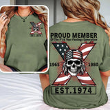 Custom Est.Year 1974 Proud Member GenerationX 2 Side Flag Skull Shirt, GenX T-shirt, Skull Generation X Shirt, Flag Skull Shirt Style001