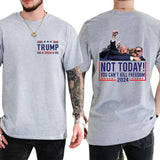 2-Side Trumpppp Shooting Shirt Trummpp Rally Shooting Shirt, Trum Bulletproof 2024, Funny Tee, Gift For Men, Casual Menswear, Classic Cotton Top, Soft Fabric Shortsleeve Shirt