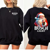 Busch Light, Santa Middle Finger Funny Red Santa Christmas 2 Sided Sweatshirt, Christmas Sweatshirt with beer, Perfect for outings and holidays, Unise