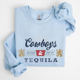Cowboys and Tequila, Retro, Beer, Vintage, Cowboy Sweatshirt, Women's Crew Neck, Crewneck Casual Comfort Womenswear ComfortableÂ Graphic