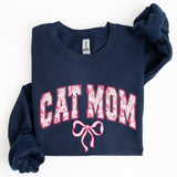 Cat Mom, Coquette, Pink Bows, Trend, Girly, Soft Girl Era Sweatshirt, Women's Crew Neck, Crewneck Casual Comfort Womenswear ComfortableÂ Graphic