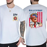 2-Side Miller Lite Beer Bulletproof TShirt, Funny Tee, Gift For Men, Casual Menswear, Classic Cotton Top, Soft Fabric Shortsleeve Shirt Style001