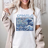 Blue Wave Cat For Kamala Shirt, Ukiyo-e Inspired Japanese Artistic Cat Lover T-Shirt, Trendy Cat Wave Shirt, Kamala Harris 2024 Shirt