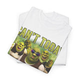 Can't Today I'm Swamped Shr3k Face Meme Shirt, Funny Girls Cotton Tee, Shrek Fiona Graphic Top, Humorous Meme Unisex Cotton Softstyle Shirt
