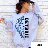Detroit Football Sweatshirt, Lion Football Shirt, Retro Detroit Football Shirt, Detroit Gift Fans Crewneck Fabric