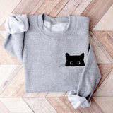 Cute Black Cat Halloween Sweatshirt, Womens Halloween Shirt, Halloween Party Shirt, Fall Sweatshirt, Halloween Gift, Halloween Costume, Halloween Gift Idea for Cat Lovers