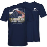 American Grown Barn - Rustic Barn with American Flag T-Shirt - Navy Style001