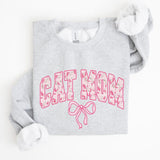 Cat Mom, Coquette, Pink Bows, Trend, Girly, Soft Girl Era Sweatshirt, Women's Crew Neck, Crewneck Casual Comfort Womenswear ComfortableÂ Graphic