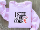 Diet Coke Sweatshirt Hoodie T Shirt, I Need A Diet Coke, Diet Coke Shirt, Soda Lover Shirt, Coke Lover Sweater, Trending, Bestseller, Soft Girl, Diet,