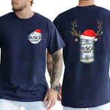Christmas Deer Busch Light 2-Sided Shirt, Funny Men's Beer Drinking Tee, Drink Tops for Men, Christmas Drinker Tshirt, Classic Cotton Casual Menswear Style001