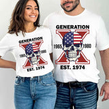 Custom Est.Year 1974 Proud Member Skull GenX 2 Side Shirt, Halloween Skull Generation GenX T-shirt, Proud Member Generation X Shirt Style001