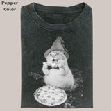 Cat PIZZA LOVER Vintage Tee, Cat T-Shirt, Meme Cringe Funny Dumb Shirts, Unisex Movie Shirt Menswear Womenswear Streetwear Style001