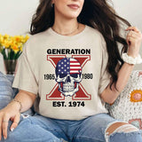 Custom Est.Year 1974 Proud Member Skull GenX 2 Side Shirt, Halloween Skull Generation GenX T-shirt, Proud Member Generation X Shirt Style001