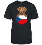 Czech Republic Flag Chesapeake Bay Retriever Dog In Pocket shirt_1
