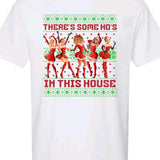 Christmas Ho's in this house- Men's Funny T-Shirt - Ugly Sweater Style - Menswear, Cotton christmas sweatshirt meme Top Sport Casual Shortsleeve Crewn