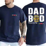 Dad Bod Powered By Coors Banquet Original Tshirt 2 Sided, Beer Drink Shirt for Men, Funny Drinking Tee for Daddy, Casual Cotton Top, Classic Menswear