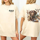 Busch Light Dog Hunting Duck 2-Sided Graphic Shirt, Mallard Hunting Shirt for Men, Dog Hunt Tee, Soft Cotton Fabric Tshirt, Classic Casual Womenswear Style001