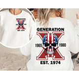 Custom Est.Year 1974 Flag Skull Proud Member GenerationX 2 Side Shirt, GenX T-shirt, Skull GenerationX Shirt, Flag Skull Shirt V2