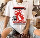 Direction Missing Concert tShirt, One Direction band, 1D Tshirt ash