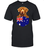 Australia Flag Chesapeake Bay Retriever Dog In Pocket shirt_1