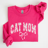 Cat Mom, Coquette, Pink Bows, Trend, Girly, Soft Girl Era Sweatshirt, Women's Crew Neck, Crewneck Casual Comfort Womenswear ComfortableÂ Graphic