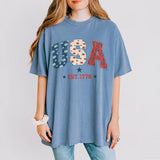 1776 America 4th of July Shirt, USA Floral Flowers Shirt, Comfort Shirt for Women, Retro America Shirt, 1776 Shirt, Comfort Oversized Tshirt, Independence Day Shirt for Her, Him, American Flag Tee, Fourth of July Shirt T-Shirt, July 4th Shirt, Women Top