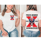 Custom Year Est.1980 Red Skull Proud Member Generation X 2 Side Shirt, GenX T-shirt, Skull GenX Shirt, Skull Shirt Style001