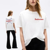 Budweiser cross bats casual fit t-shirt, trending summer 2024 tee, sustainable fashion tee Style001