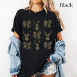 Camo Coquette Bow Deer Huntin Shirt, Old School Camo Shirt, Bow Shirt Coquette Shirt Fall Shirt, Casual Cotton Round Neck Graphic Tee Gift For Men And