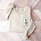 Cute Spooky Coffee Sweatshirt, Cute Ghost Coffee Sweatshirt, Spooky Season, Fall Coffee Lover Shirt, Halloween Party Shirt, Fall Graphic Shirt, Coffee Season, Halloween gifts
