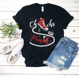 Chucks and pearls t-shirt 2024, inspirational shirt, friend gift, faith shirt, red chucks, unisex & women's shirts